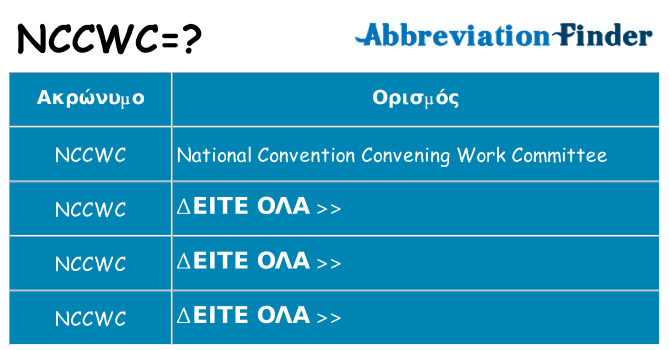 Τι σημαίνει nccwc ηρεμήσει