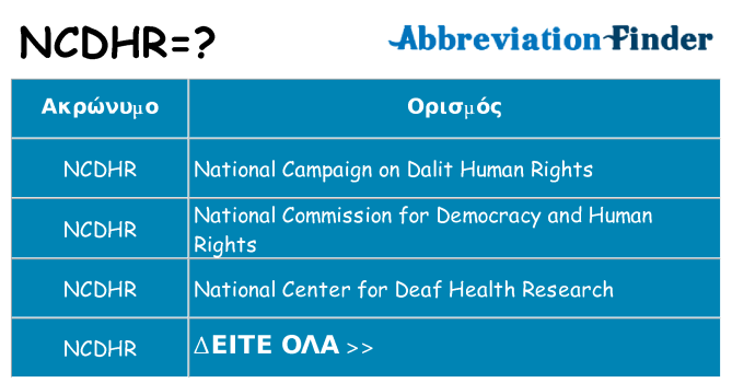Τι σημαίνει ncdhr ηρεμήσει