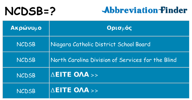 Τι σημαίνει ncdsb ηρεμήσει