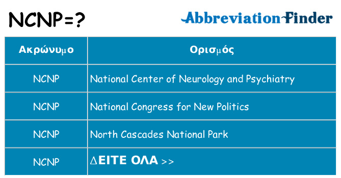 Τι σημαίνει ncnp ηρεμήσει