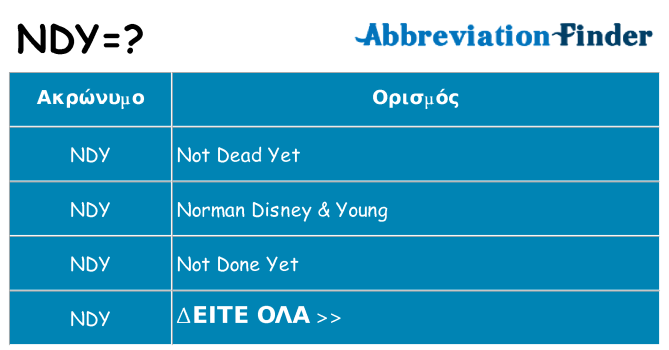 Τι σημαίνει ndy ηρεμήσει
