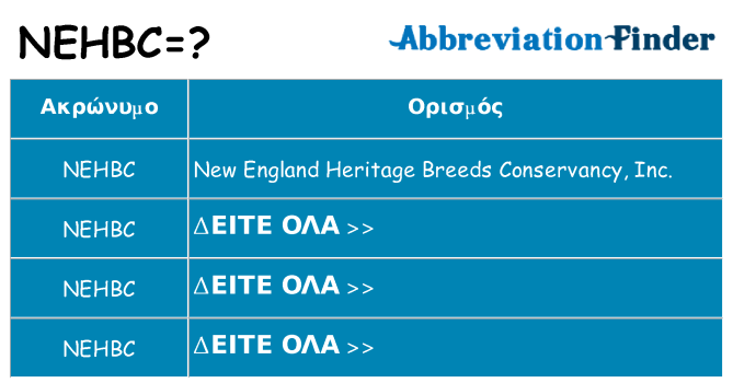 Τι σημαίνει nehbc ηρεμήσει