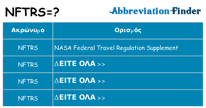 Τι σημαίνει nftrs ηρεμήσει