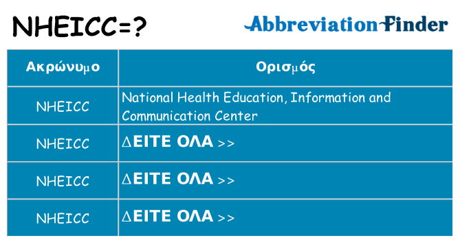 Τι σημαίνει nheicc ηρεμήσει