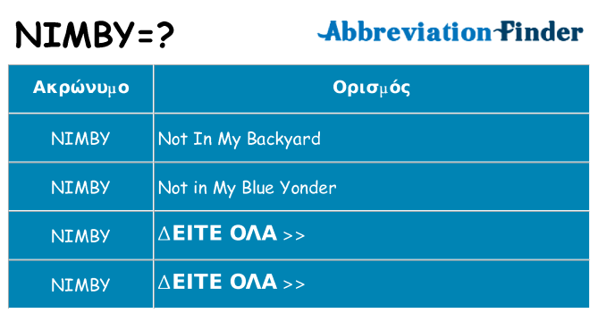 Τι σημαίνει nimby ηρεμήσει