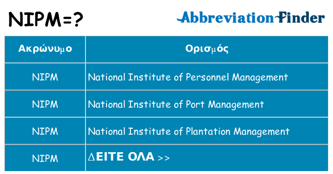 Τι σημαίνει nipm ηρεμήσει