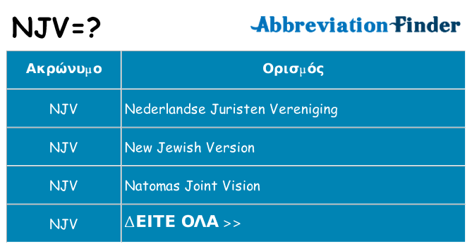 Τι σημαίνει njv ηρεμήσει