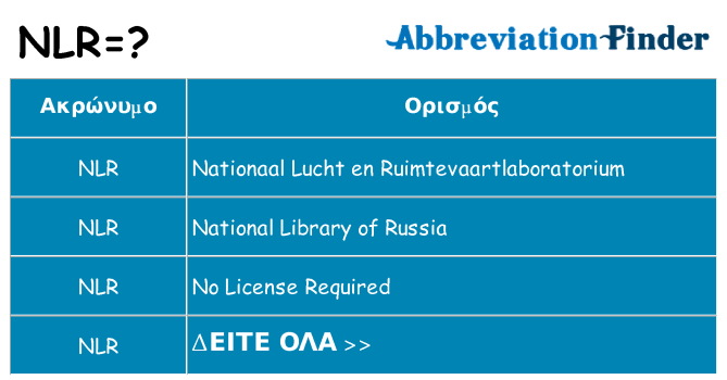Τι σημαίνει nlr ηρεμήσει
