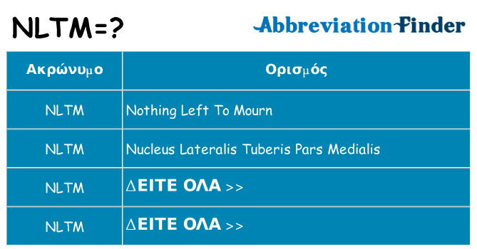 Τι σημαίνει nltm ηρεμήσει