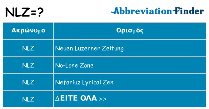 Τι σημαίνει nlz ηρεμήσει
