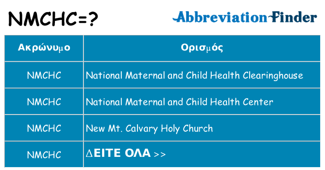 Τι σημαίνει nmchc ηρεμήσει