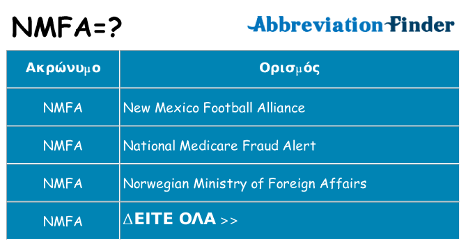 Τι σημαίνει nmfa ηρεμήσει