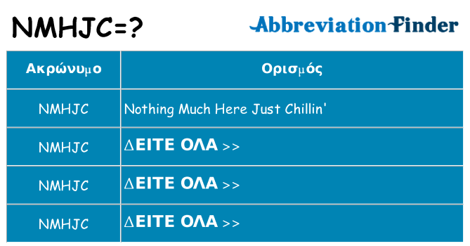 Τι σημαίνει nmhjc ηρεμήσει