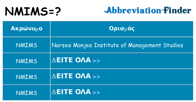 Τι σημαίνει nmims ηρεμήσει