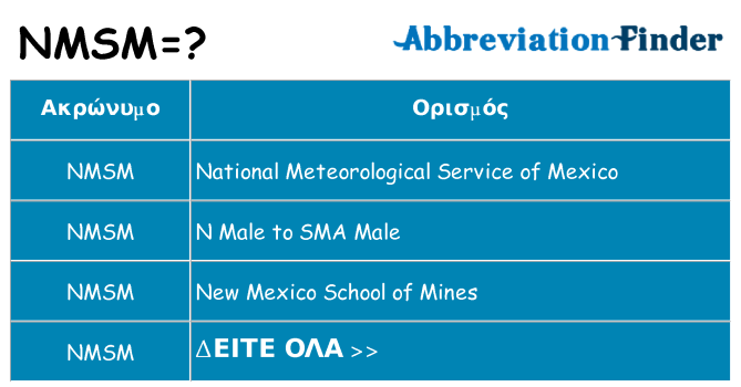 Τι σημαίνει nmsm ηρεμήσει
