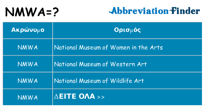 Τι σημαίνει nmwa ηρεμήσει