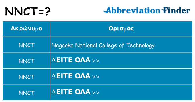 Τι σημαίνει nnct ηρεμήσει