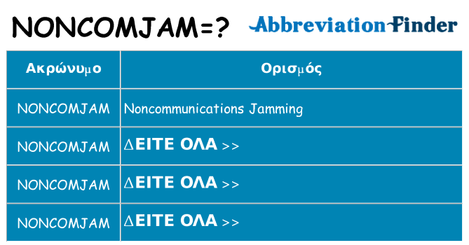 Τι σημαίνει noncomjam ηρεμήσει