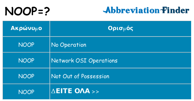 Τι σημαίνει noop ηρεμήσει