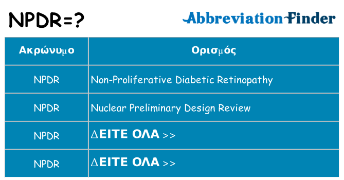 Τι σημαίνει npdr ηρεμήσει