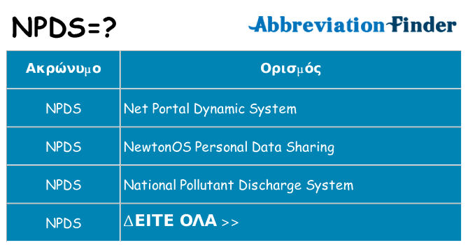 Τι σημαίνει npds ηρεμήσει