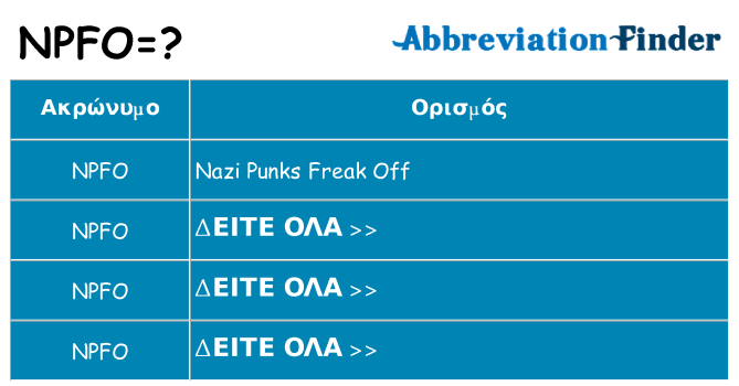 Τι σημαίνει npfo ηρεμήσει