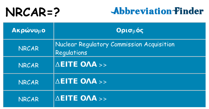 Τι σημαίνει nrcar ηρεμήσει