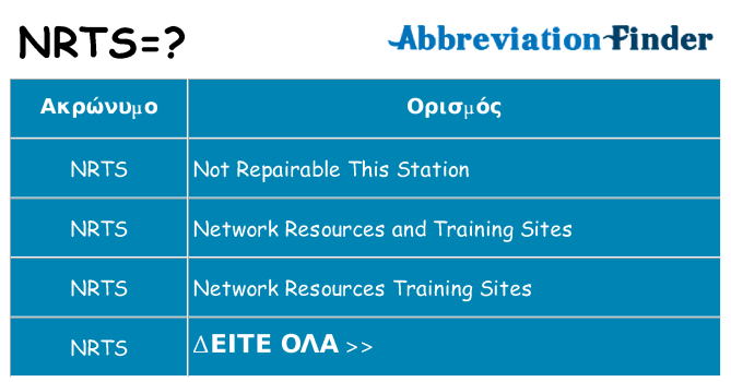 Τι σημαίνει nrts ηρεμήσει