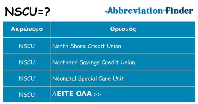 Τι σημαίνει nscu ηρεμήσει