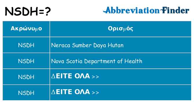 Τι σημαίνει nsdh ηρεμήσει