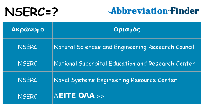 Τι σημαίνει nserc ηρεμήσει