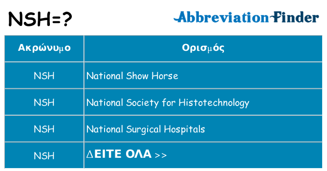 Τι σημαίνει nsh ηρεμήσει