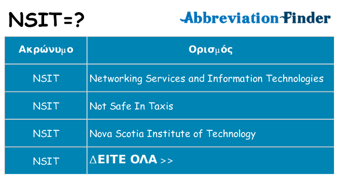 Τι σημαίνει nsit ηρεμήσει