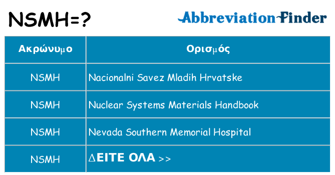 Τι σημαίνει nsmh ηρεμήσει