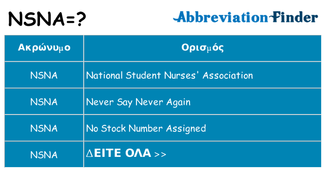 Τι σημαίνει nsna ηρεμήσει