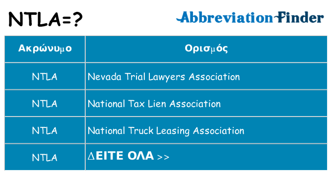 Τι σημαίνει ntla ηρεμήσει