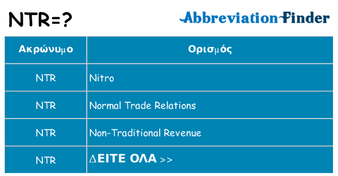 Τι σημαίνει ntr ηρεμήσει