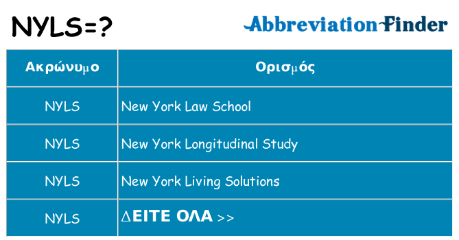 Τι σημαίνει nyls ηρεμήσει