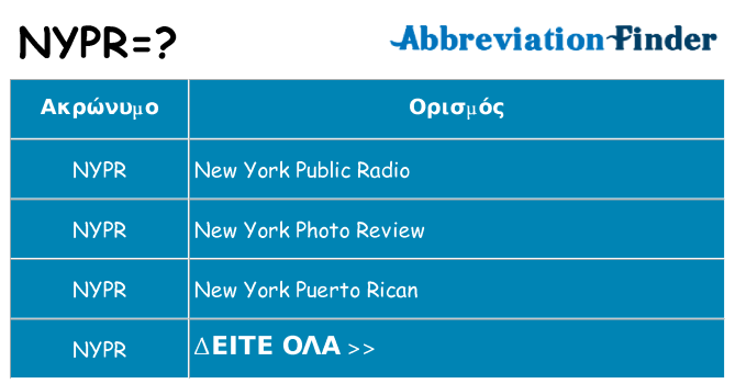 Τι σημαίνει nypr ηρεμήσει