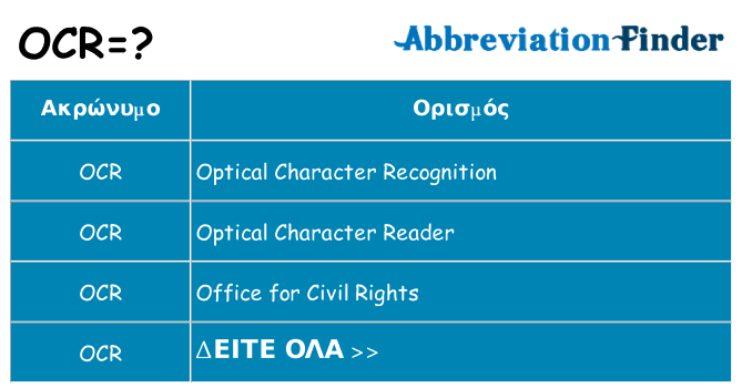 Τι σημαίνει ocr ηρεμήσει