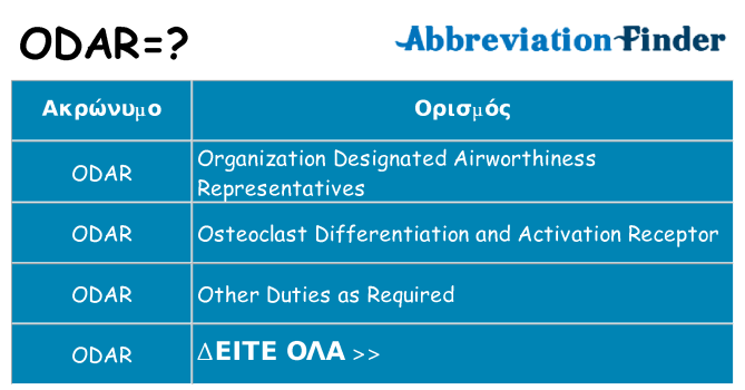 Τι σημαίνει odar ηρεμήσει