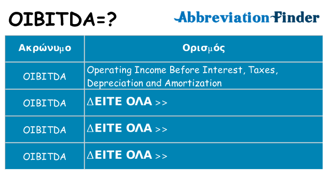 Τι σημαίνει oibitda ηρεμήσει