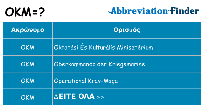 Τι σημαίνει okm ηρεμήσει