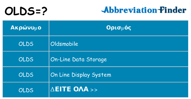 Τι σημαίνει olds ηρεμήσει