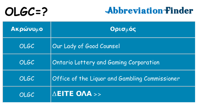 Τι σημαίνει olgc ηρεμήσει