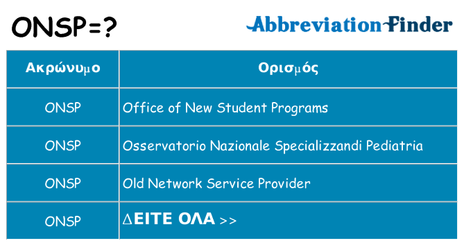 Τι σημαίνει onsp ηρεμήσει