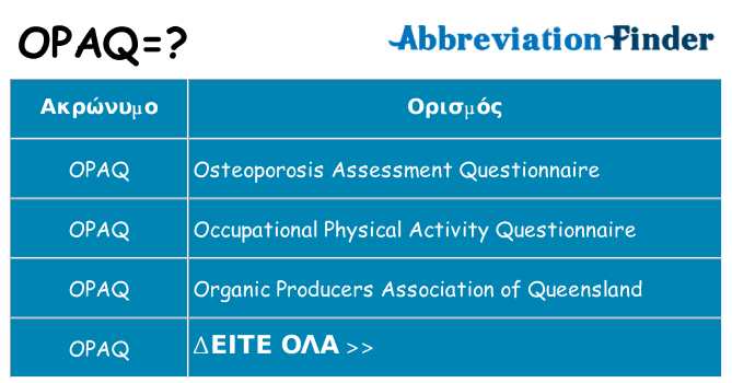 Τι σημαίνει opaq ηρεμήσει