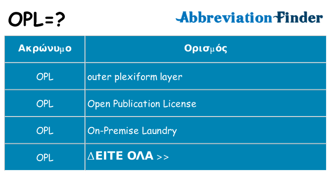 Τι σημαίνει opl ηρεμήσει