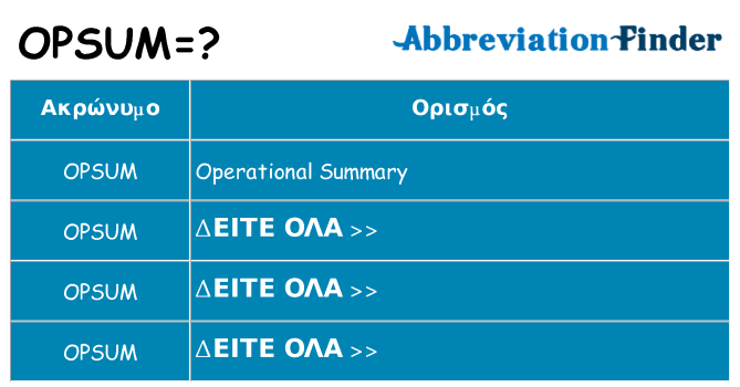 Τι σημαίνει opsum ηρεμήσει