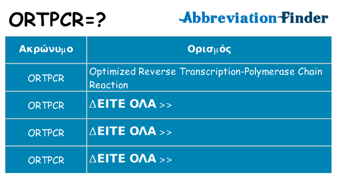 Τι σημαίνει ortpcr ηρεμήσει